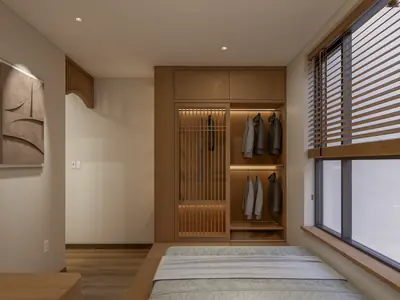 Tủ quần áo âm tường mở ra ban công căn mẫu A2
