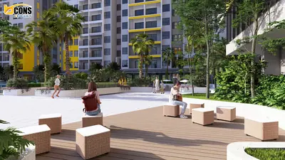 Sàn gỗ và ghế ngồi ngoài trời cạnh hồ bơi