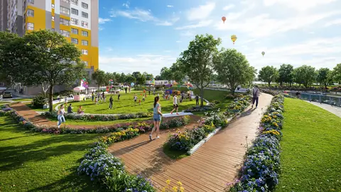 Phối cảnh tháp nhìn từ công viên nội khu