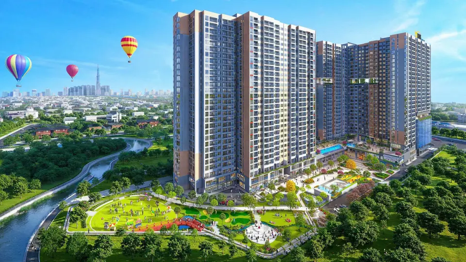 Phối cảnh tổng thể dự án bên hồ cảnh quan